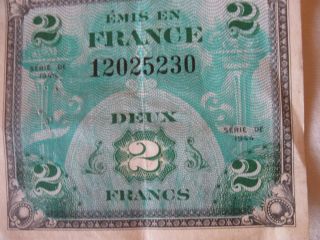 France: 2 Francs Allied Invasion Note,  Series 1944,  De,  Wwii Cl20 - 5fs photo