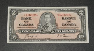 1937 Unc ++ Two Dollar Bank Of Canada Coyne Towers Banque Du Canada $2 Paper photo