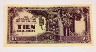 Japansche Regeering 10 Gulden 1942 Unc Indonesia Japan photo