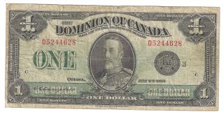 1923 Canada King George V $1 Large One Dollar 1 Bill photo