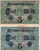 2 Billetes De Alemania De 5 Marcos Europe photo 1