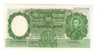 Argentina Note 50 Pesos 1956 - 8 Serial B Mazzaferri - Laurencena P 271a Xf+ photo