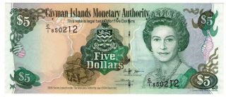 Cayman Islands Note 5 Dollars 2005 Serial C/1 P 34a Unc photo