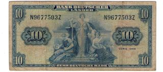 Germany Federal Rep.  Note 10 Deutschemark 1949 P 16a photo