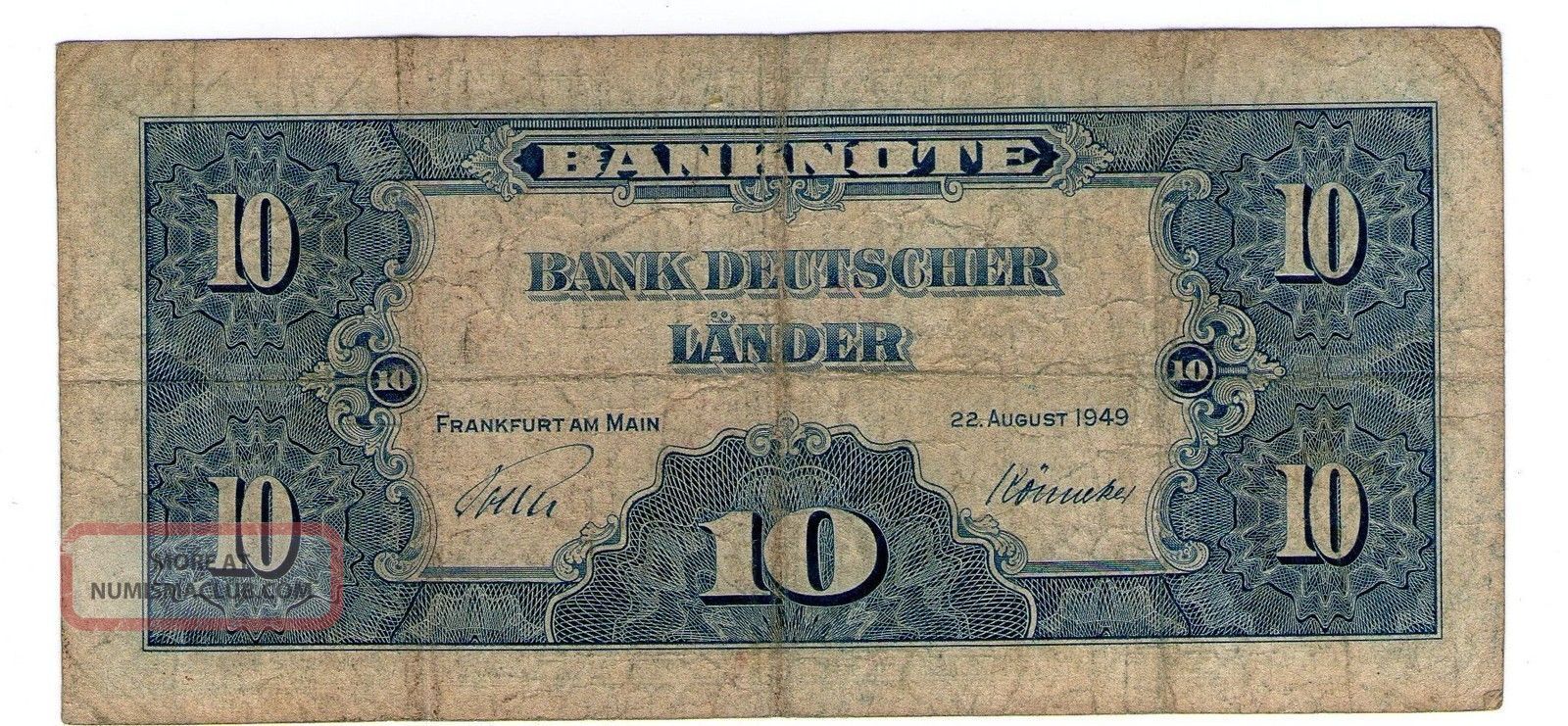 Germany Federal Rep. Note 10 Deutschemark 1949 P 16a
