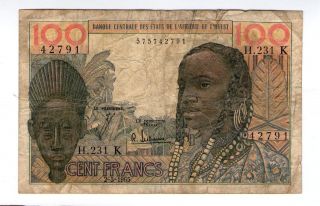 West African States (senegal) Note 100 Francs 2.  3.  1965 P 701ke photo