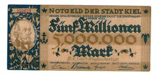 Germany Kiel Note 5000.  000 Mark 1.  9.  1923 P W/o Number Xf photo