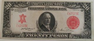 Philippines 1937 Philippines National Bank - Crisp Twenty Peso Note - Pick 59 photo