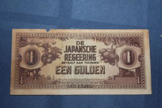 World War Ii De Japansche Regeering 1 Een Gulden Netherlands Bank Note photo