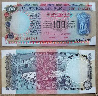 1992 - 1997 (c.  Rangarajan) 100 Hundred Rupees Agriculture 1 Pc Unc Note From Bundle photo