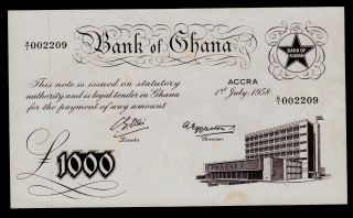 Ghana 1000 Pounds 1958 Pick 4 Au. photo