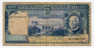Angola 1970 1000 Escudos Circulated G Bank Note Money photo