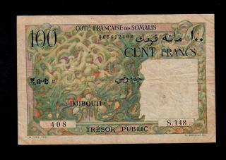 French Somaliland Djibouti 100 Francs (1952) Pick 26 Fine. photo