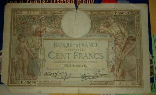 1931 100 Franc Paper Money photo