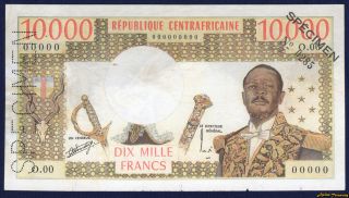 1976 Central African Republic Specimen 10000 Francs Banknote P - 4 Very Rare Fine photo