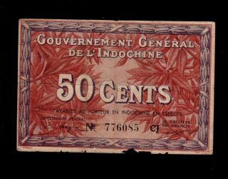 French Indo - China 50 Cents (1939) Pick 87d Fine. photo