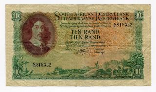 South Africa Rissik 1962 Series R10 Vf Banknote photo