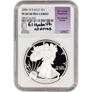 2006 - W American Silver Eagle Proof - Ngc Pf69 Ucam - Jones Signed photo