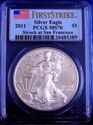2011 (s) Ms 70 Pcgs First Strike San Francisco American Silver Eagle - Perfect photo