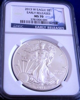2013 W Ms 70 Ngc Burnished Early Release American Silver Eagle - Perfect photo