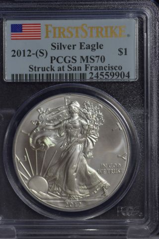 2012 - S Silver Eagle Pcgs Ms70 First Strike photo