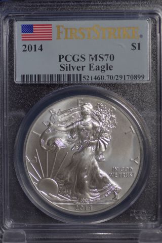 2014 Silver Eagle Pcgs Ms70 First Strike (a) photo