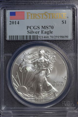 2014 Silver Eagle Pcgs Ms70 First Strike (c) photo