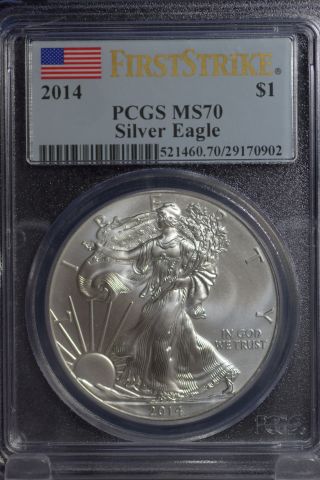 2014 Silver Eagle Pcgs Ms70 First Strike (d) photo