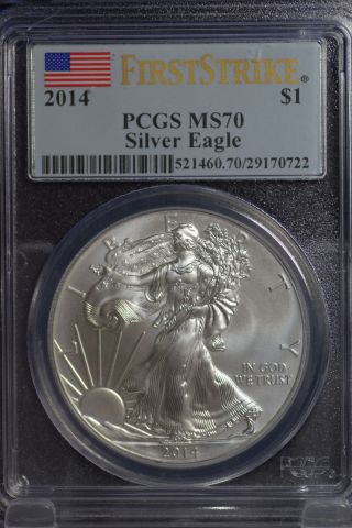 2014 Silver Eagle Pcgs Ms70 First Strike € photo