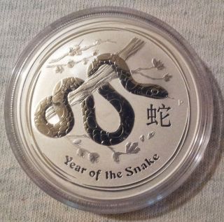 2013 1oz Silver Australia Lunar Year Of The Snake Coin.  999 Fine Silver photo