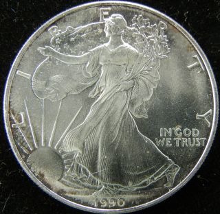 1990 Liberty Walking/american Eagle Silver Dollar photo
