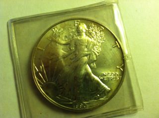 1990 American Eagle Standing Liberty 1 Oz.  Silver 1 Dollar Coin Uncirculated photo