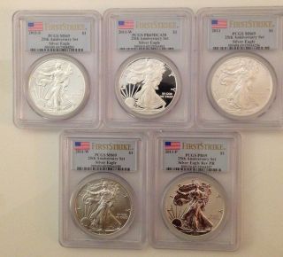 2011 - S Silver Eagle 25th Anniversary Pcgs All Low Pop Inc Rev Pr Look First Stk photo