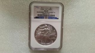 2010 1oz Silver American Eagle Ngc Ms69 Early Releases From Box 1 photo
