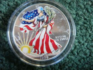 1999 Colorized American Eagle Walking Liberty Silver Dollar - 1 Oz.  Fine Silver photo