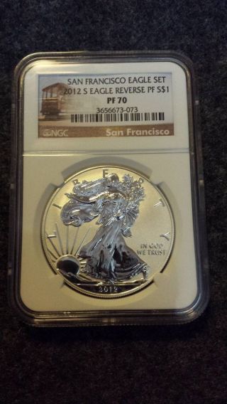 2012 S American Silver Eagle Reverse Proof - Pr70 Ngc (bridge Label) photo