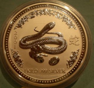 Australia 2001 Silver Kilo $30 Snake photo