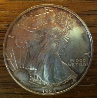 1992.  1oz.  999 Fine Silver Liberty Walking American Silver Eagle Dollar.  W - 11 photo