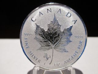 (cool) 2014 1 Oz.  Fine Silver Canadian Maple Leaf Horse Privy $5 Coin (look) photo