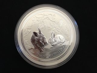 2011 1kg Lunar Rabbit Silver Coin 99.  99% Pure Silver photo