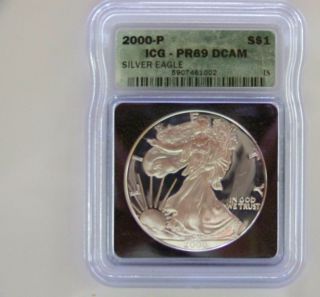 2000 - P Icg Pr 69 Dcam 1 Oz $1 American Silver Eagle (2598230117) photo