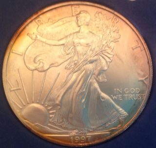 1997 Uncirculated Silver American Eagle 1oz Fine Silver Dollar photo