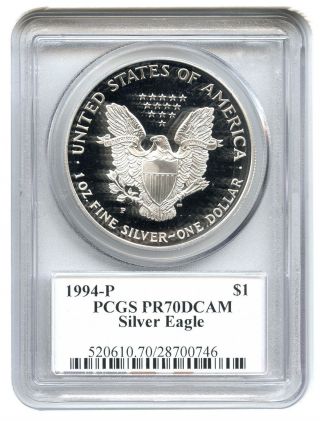 1994 - P Silver Eagle $1 Pcgs Proof 70 Dcam (edmund C.  Moy Signature) photo