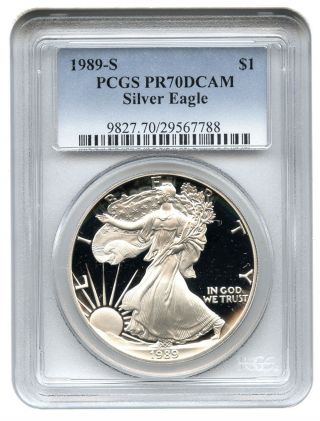 1989 - S Silver Eagle $1 Pcgs Proof 70 Dcam American Eagle Silver Dollar Ase photo