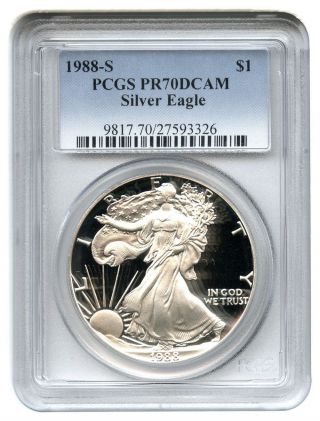1988 - S Silver Eagle $1 Pcgs Proof 70 Dcam American Eagle Silver Dollar Ase photo
