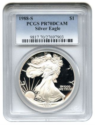 1988 - S Silver Eagle $1 Pcgs Proof 70 Dcam American Eagle Silver Dollar Ase photo
