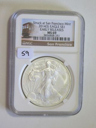 2014 Silver Eagle $1 Ngc 69 San Francisco Early Release photo