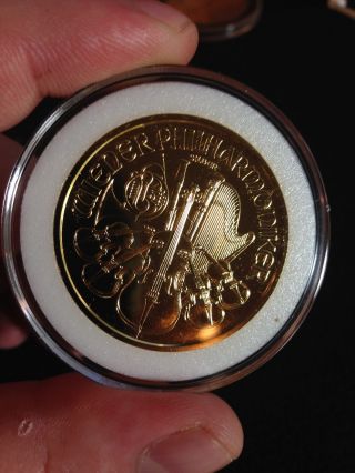 2014 24k Gold Plate Austrian Philharmonic 1 Oz Silver Coin Not A Silver Eagle photo