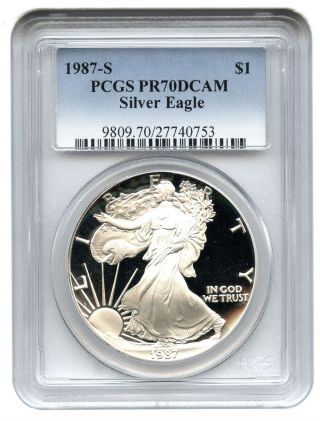 1987 - S Silver Eagle $1 Pcgs Proof 70 Dcam American Eagle Silver Dollar Ase photo