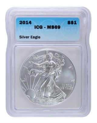 2014 American Silver Eagle Icg Ms69 S$1 1oz photo